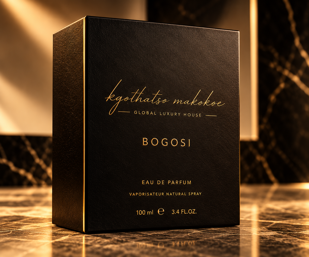 BOGOSI Eau de Parfum 100 ml box from Kgothatso Makokoe Global Luxury House